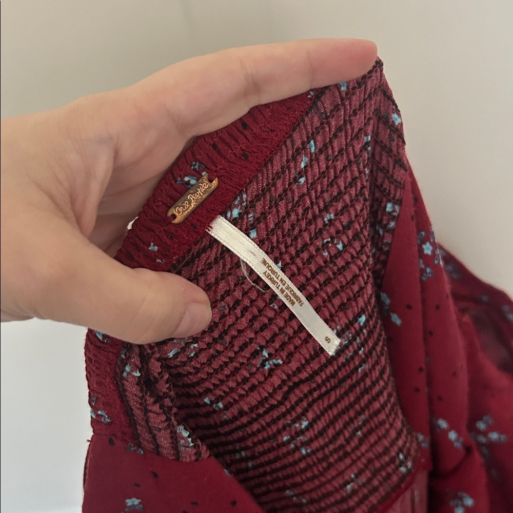 Free People Women's Iris Floral Long Sleeve Midi Dress Red - Picture 6 of 6